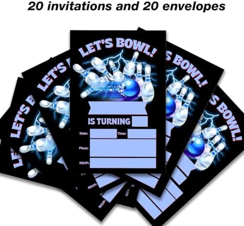 Bowling Birthday Invites with Envelopes Pack of 20