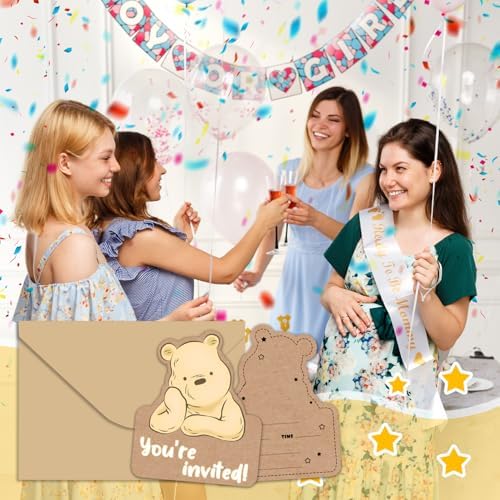 20PCS Winnie The Pooh Party Invitations with Envelopes
