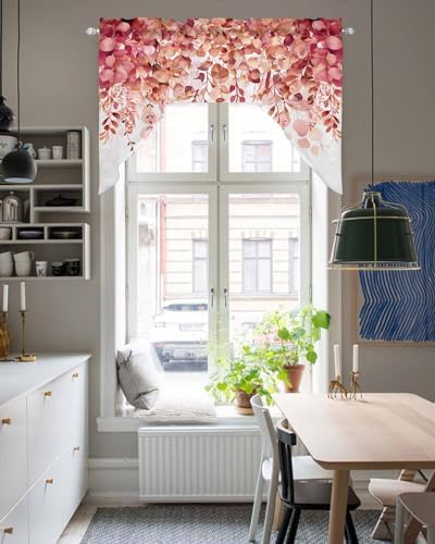 Red Eucalyptus Leaves Swag Valance for Kitchen Window