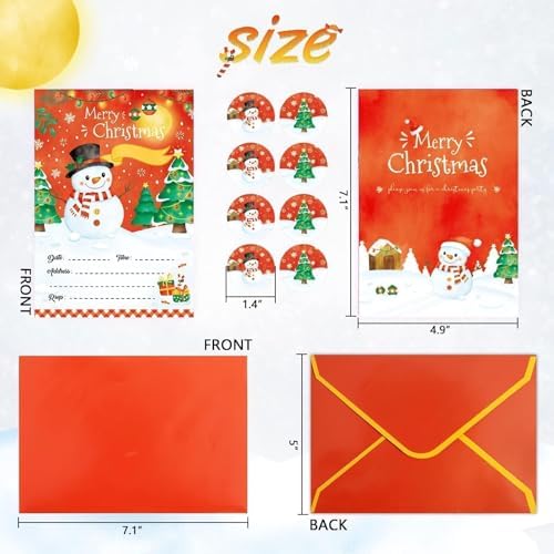 WERNNSAI 24 Pack Christmas Party Invitations with Envelopes and Stickers
