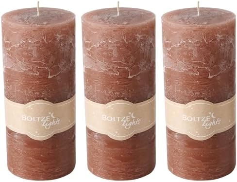 3 Piece Pillar Candle Set Taupe 68 Hours Burn