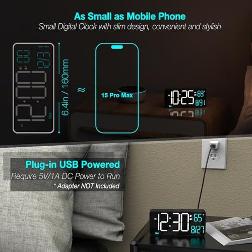 Kosumosu 67 Inch Digital Alarm Clock with Auto Dimming