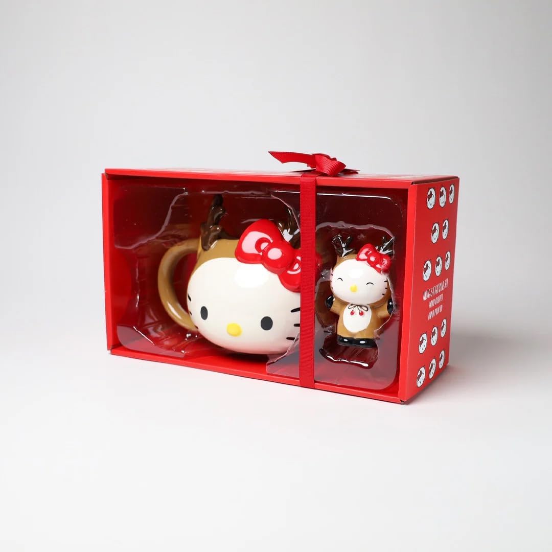Blue Sky Clayworks Hello Kitty Santa Reindeer Figural Mug and Figurine Set