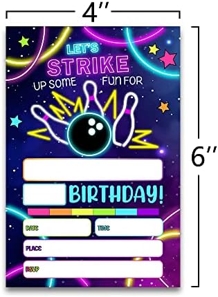 Fujloy Rainbow Neon Glow Bowling Invite Cards