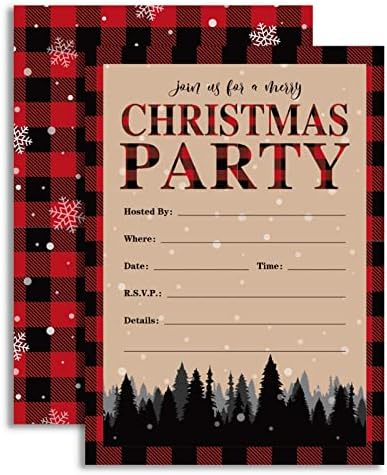 Whaline 25 Pack Christmas Invites with Kraft Envelopes