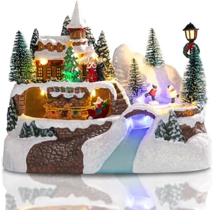 Animated Christmas Village Houses with Music and Lights