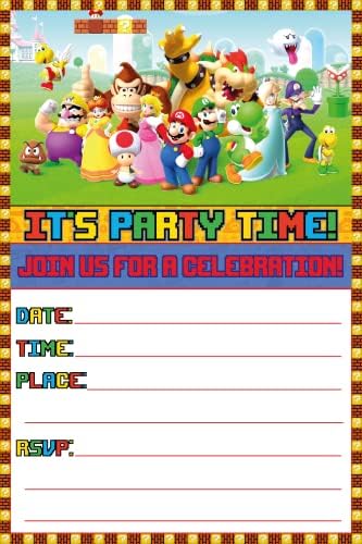 30 Piece Classic Video Game Birthday Invitations Set