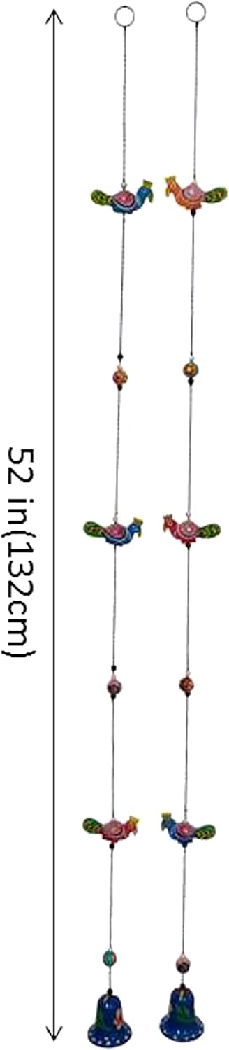 Purpledip Wall Hanging with Peacocks Bells Set of 2