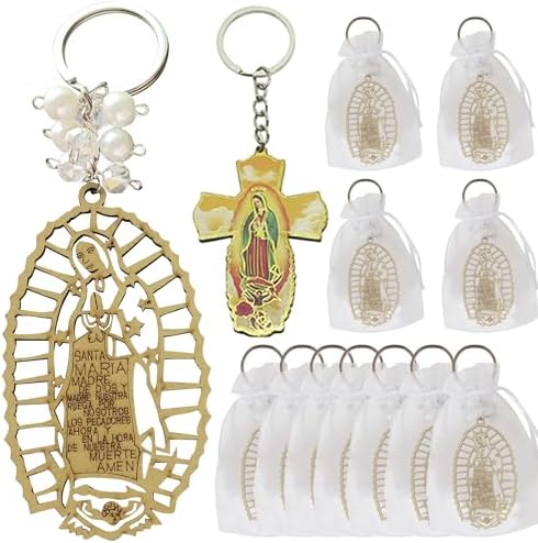 12Pcs Lady of Guadalupe Wood Design Keychain Favors