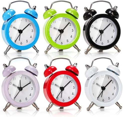 Noamus 6 Pcs Mini Twin Bell Alarm Clocks