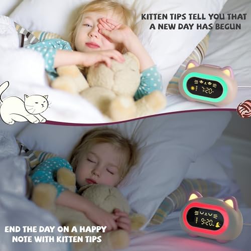 Charming Cat Alarm Clock for Kids with Dual Alarm and Night Light