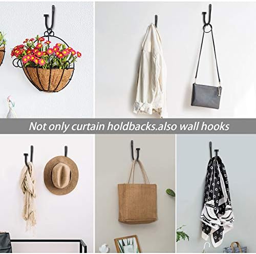 Premium Curtain Holdback Set of 4 Matte Black Rust-Proof