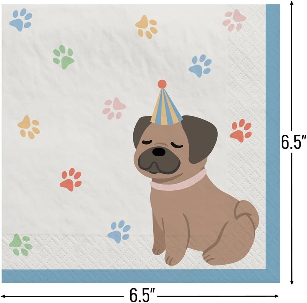 Multicolor Pawsome Party Napkins 16 Count 65x65