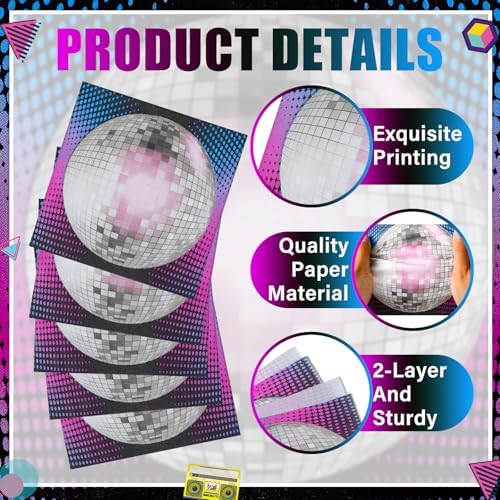 60 Pcs Disco Ball Paper Napkins Set for Parties