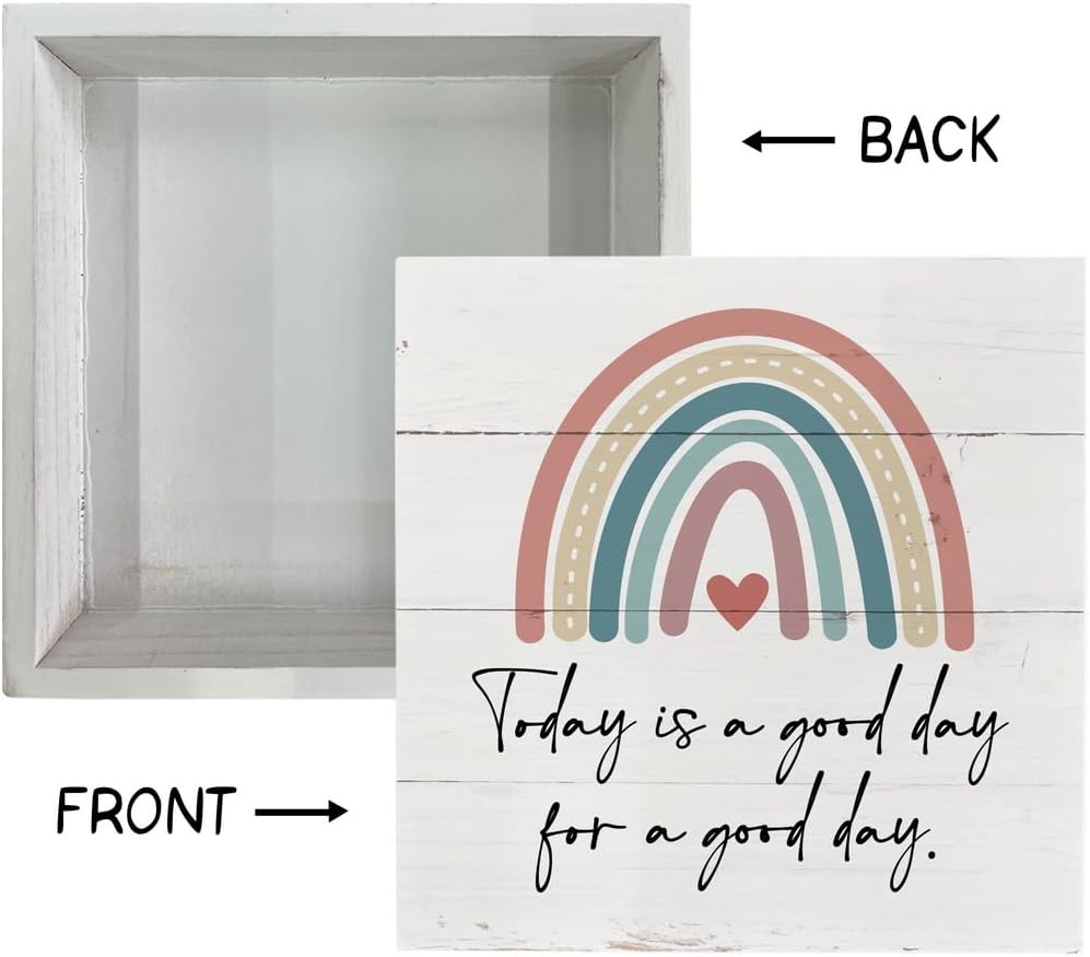 Inspirational Wood Sign Positive Thinking Office Decor