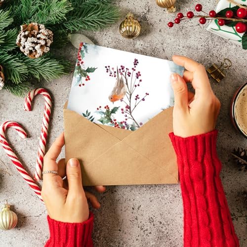 Whaline 25 Pack Christmas Party Invitation Cards with Dark Red Envelopes