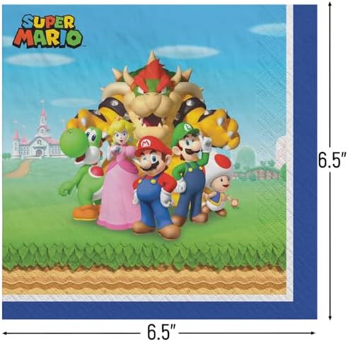 Multicolor Super Mario Luncheon Napkins 16 Count