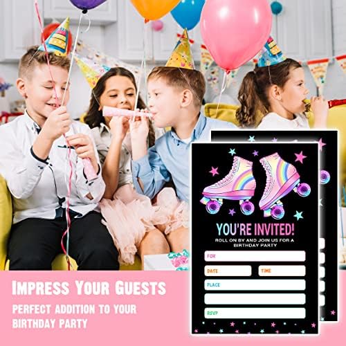 Skating Party Invitations with Envelopes Black