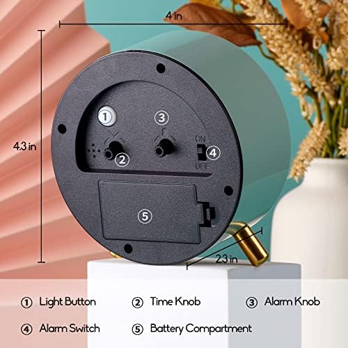 4 Inches Super Silent Alarm Clock with Night Light