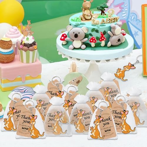 24 Pack Kangaroo Keychains for Safari Animal Themed Party Favors