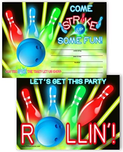 POP parties Ink Bowling Party Invitations Glow Red