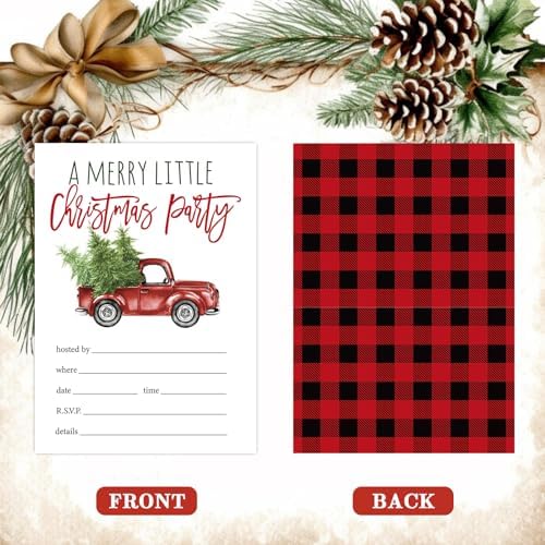 Whaline 25 Pack Christmas Party Invitations with Envelopes