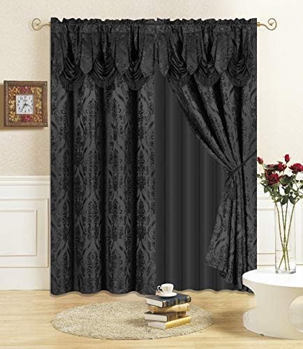 All American Collection 4 Piece Drape Set with Valance and Sheer