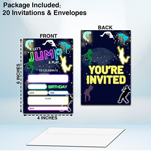 Trampoline Park Birthday Party Invitation Cards For Teens Kids Parties