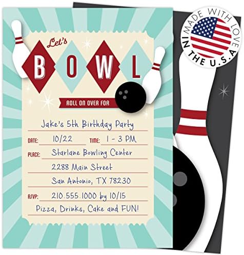 Koko Paper Co Bowling Themed Invitations Set of 25