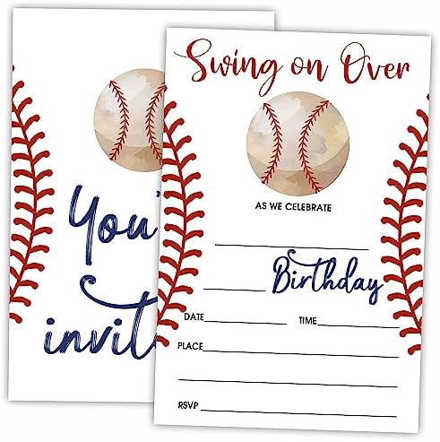 AWSICE Baseball Birthday Invitations 20 Cards with Envelopes