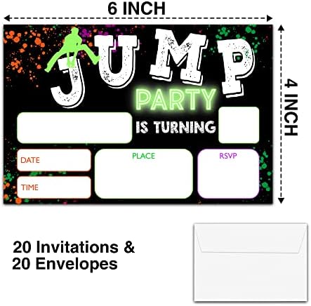 YSTEP 20 Birthday Invites with Envelopes 4x6 Trampoline Bounce House Party