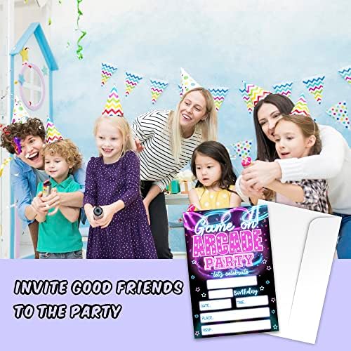 Zodvery Arcade Game Birthday Invitations Set of 20