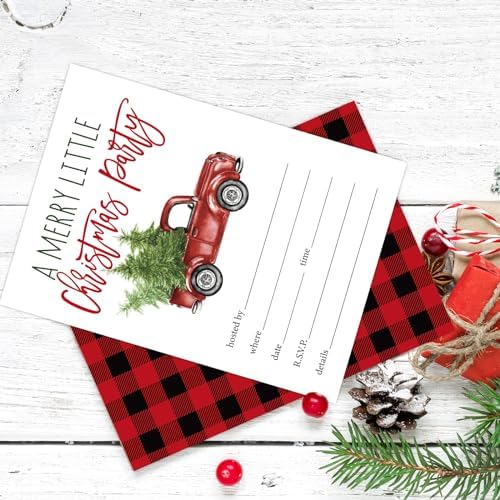 Whaline 25 Pack Christmas Party Invitations with Envelopes