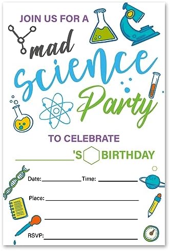 VAHATAN Science Birthday Invitations 20 Pack With Envelopes