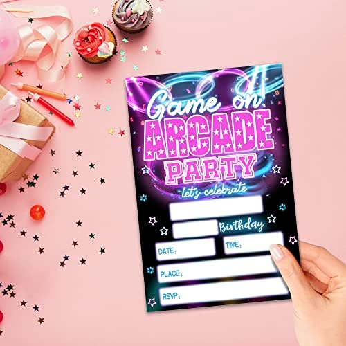 Zodvery Arcade Game Birthday Invitations Set of 20