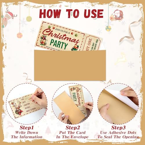 80PCS Christmas Party Invites with Envelopes and Adhesive