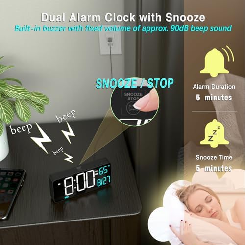 Kosumosu 67 Inch Digital Alarm Clock with Auto Dimming