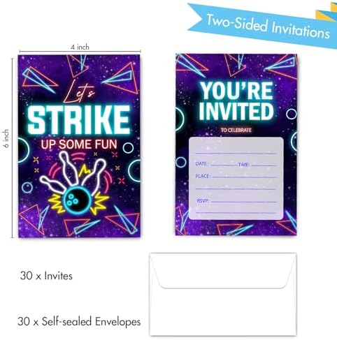Strike Bowling Birthday Invites with Envelopes 30 Count