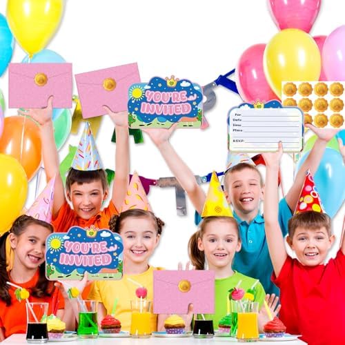 Pink Pig Birthday Invitations 20Pcs Cute Animal Party Cards for Girls