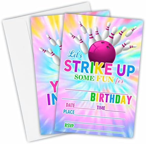 DYIRBIIY Tie Dye Birthday Invitations Set for Kids and Adults