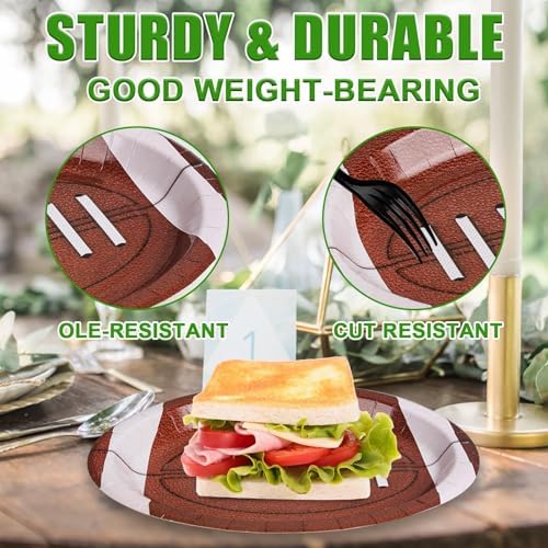 Football Oval Paper Plates 10 x 12 50Pcs Set