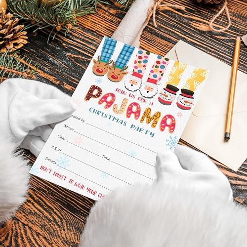 Christmas Party Invites with Envelopes 25 Pajama Invites for Holiday Celebration