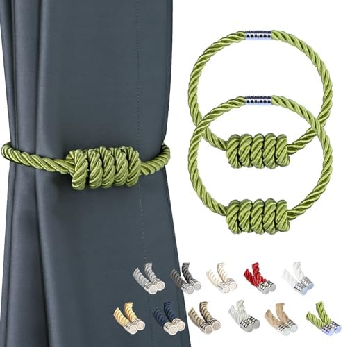 BEL AVENIR Magnetic Curtain Tiebacks 2 Pack Green