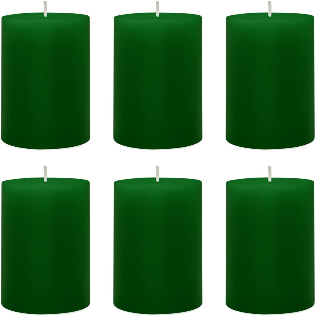 6 Pack 275x325 Inch Green Pillar Candles for St Patricks Day