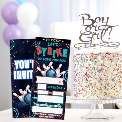 Bowling Ticket Invites Set of 20 with Envelopes