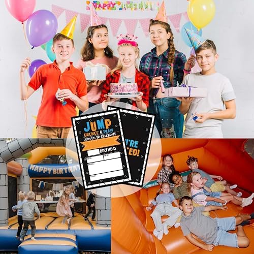 Trampoline Jump Birthday Invites for Boys - 20 Cards with Envelopes