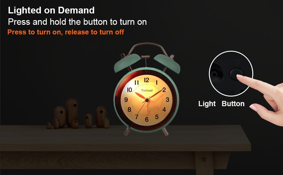 Tinload Loud Alarm Clock Vintage Style Green