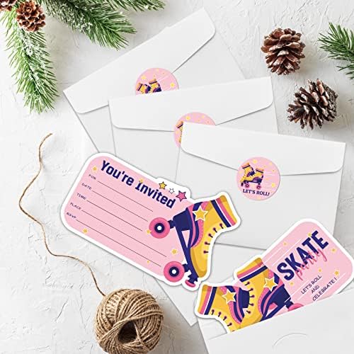 REWIDPARTY Skate Party Shaped Invitations Set of 15
