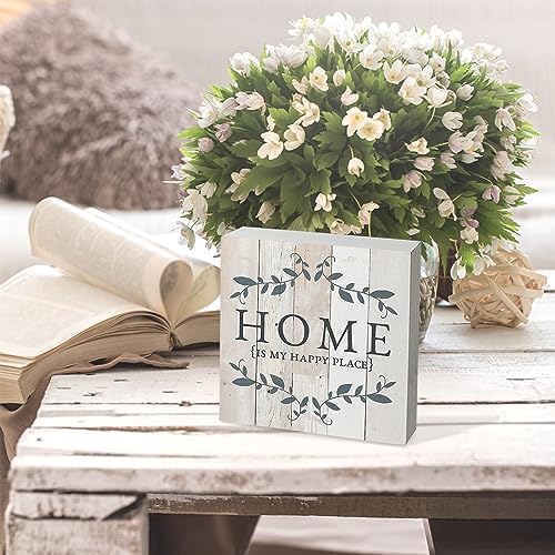 Knibeo Home Sign My Happy Place Wooden Plaque 5x5 Inch