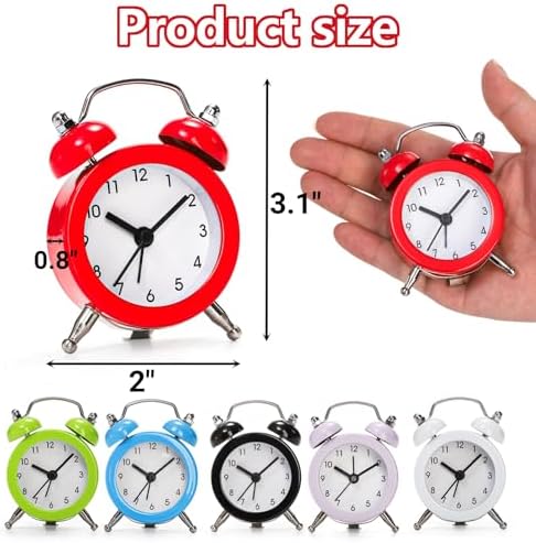 Noamus 6 Pcs Mini Twin Bell Alarm Clocks
